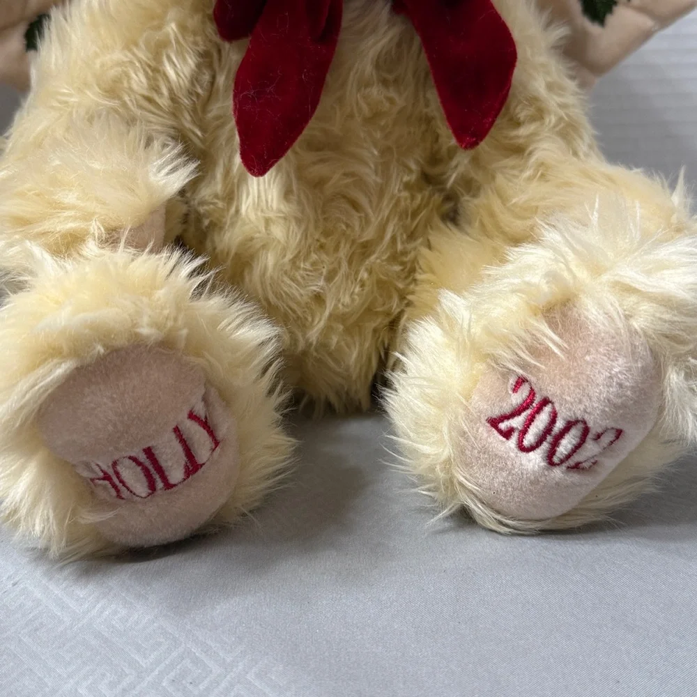 Vintage Holly the Holiday Bear Plush Angel Wings Red Velvet Bow Jointed 2002